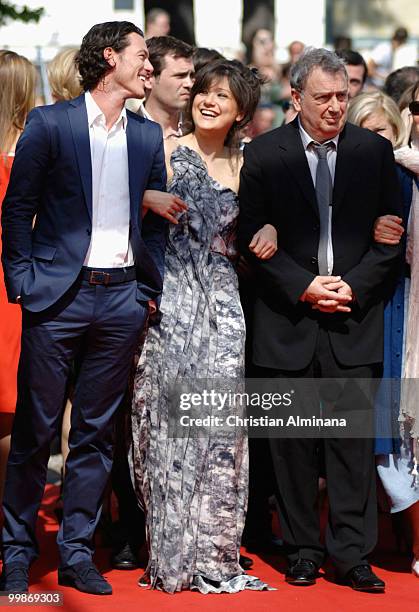 Actor Luke Evans, Lola Frears and director Stephen Frears attend the 'Tamara Drewe' Premiere held at the Palais des Festivals during the 63rd Annual...