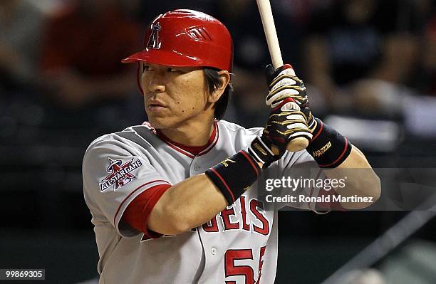 Hideki Matsui of the Los Angeles Angels of Anaheim on May 17, 2010 at Rangers Ballpark in Arlington, Texas.