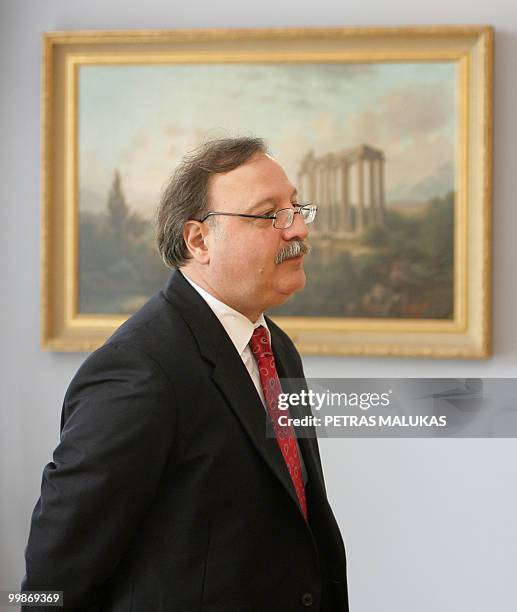 Georgia�s Foreign Minister Grigol Vashadze arrives for a meeting with Lithuanian President Dalia Grybauskaite in the presidential palace in Vilnius...