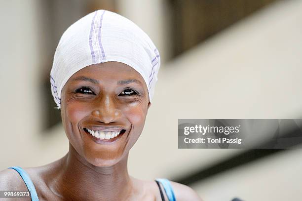 Model Waris Dirie presents her new book 'Schwarze Frau, Weisses Land' at Hotel Adlon on May 18, 2010 in Berlin, Germany.