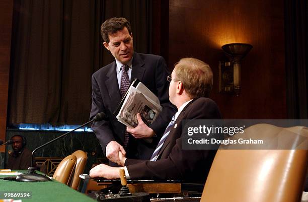 Sam Brownback, R-KS., and Jim Langevinn, D-RI., during a full committee hearing on "Drawing the Line Between Ethical Regenerative Medicine Research...