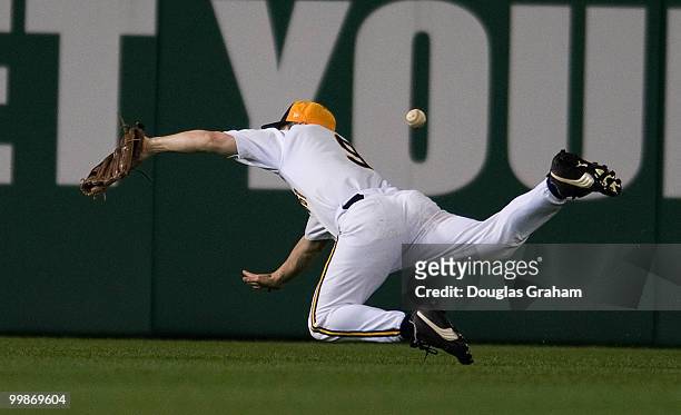 Mark Schauer, D-MI, dives for a fly ball in center field and misses during the 48th Annual Roll Call Congressional Baseball Game on June 17, 2009 at...