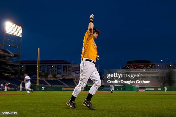 Zack Wamp, R-Tenn., after scoring a run during the 48th Annual Roll Call Congressional Baseball Game on June 17, 2009 at Nationals Park in...