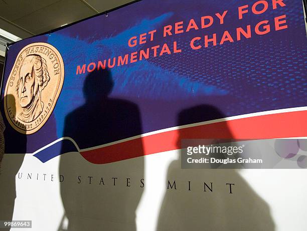 Edmund Moy, director of the U.S. Mint, Rep. Michael Castle, R-Del. And Joint Economic Committee Vice Chairwoman Carolyn Maloney, D-N.Y. During an...