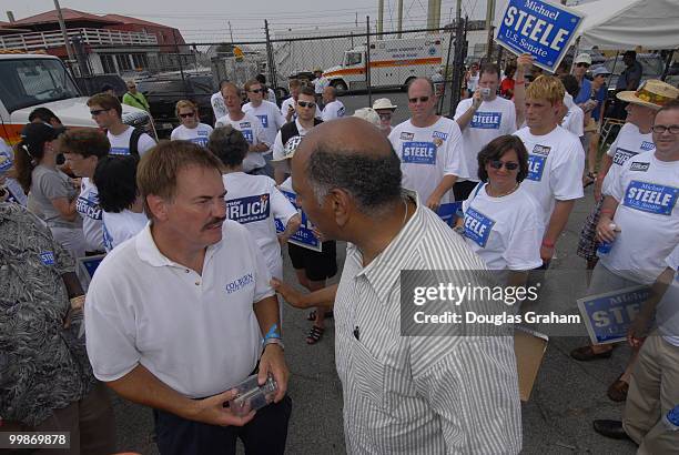 Michael Steele pressing the flesh during the 30th annual J. Millard Tawes Crab and Clam Bake in Crisfield Maryland.