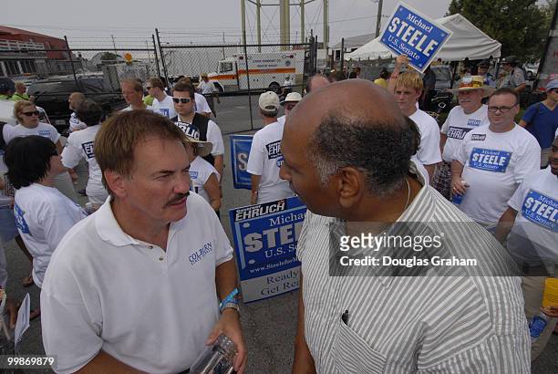 Michael Steele pressing the flesh during the 30th annual J. Millard Tawes Crab and Clam Bake in Crisfield Maryland.
