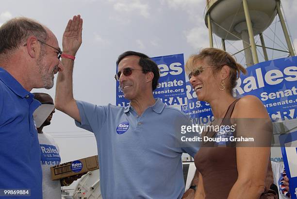 Josh Rale and his wife Debby greet voters during the 30th annual J. Millard Tawes Crab and Clam Bake in Crisfield Maryland.