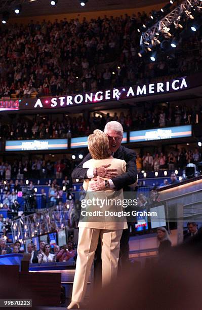 Former President Bill Clinton and First Lady Hillary Clinton during the 2004 Democratic National Convention in Boston Massachusetts.