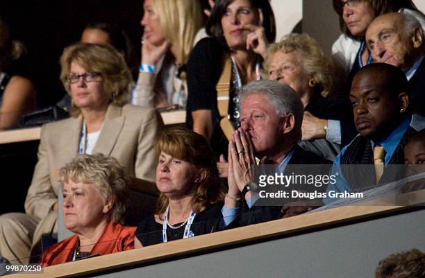 Former President Bill Clinton becomes emotional during his wife's speech at the Democratic National Convention in the Pepsi Center Denver Colorado....