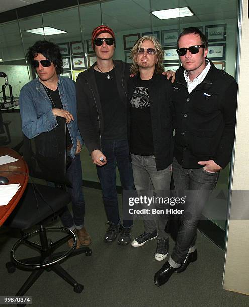 *Exclusive* Musicians Dean DeLeo, Robert DeLeo, Eric Kretz and Scott Weiland of the Stone Temple Pilots visit SIRIUS XM Studio on May 18, 2010 in New...