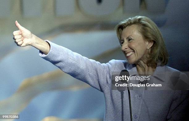 Hadassah Lieberman introduces her husband, Joseph Lieberman, D-CT., before his acceptance of the vise presidential nomonation at the democratic...