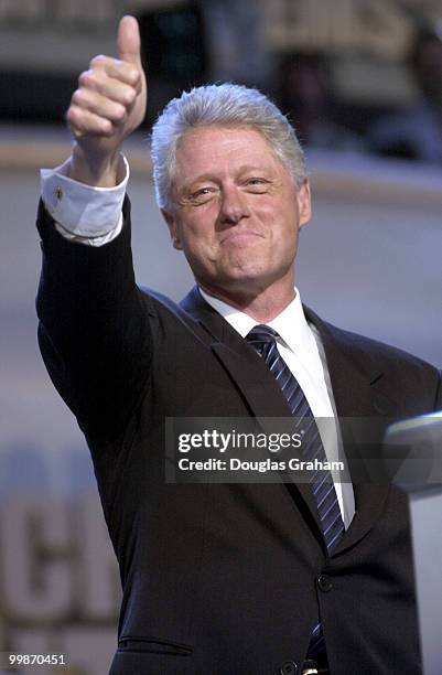 President Bill Clinton during his speech at the Staples Center during the DNC National Convention in Los Angeles California.