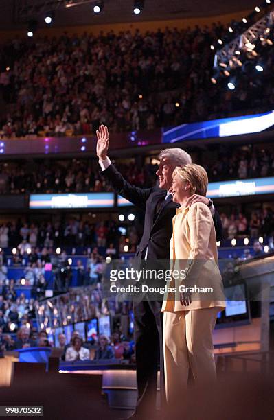 Former President Bill Clinton and First Lady Hillary Clinton during the 2004 Democratic National Convention in Boston Massachusetts.