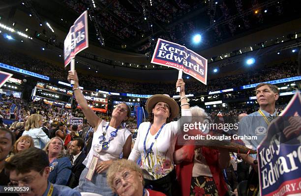 Kristin Peterson, Sandra Wise and Rudy Gilliam all from Ohio during the 2004 Democratic National Convention in Boston Massachusetts.