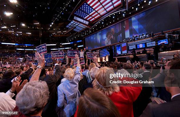 Former President Jimmy Carter and his wife Rosslyn during the 2004 Democratic National Convention in Boston Massachusetts.