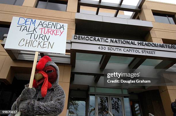 The republicans sent someone dressed up in a turkey suit to the DNC for the democratic leadership press conference at the DNC. Republican staffers...