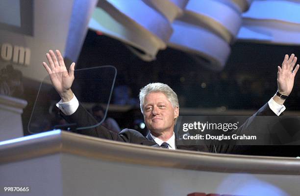 President Bill Clinton during his speech at the Staples Center during the DNC National Convention in Los Angeles California.