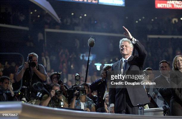 President Bill Clinton during his speech at the Staples Center during the DNC National Convention in Los Angeles California.