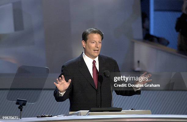 Al Gore during his acceptance speech of the presidential nomonation at the democratic national convention in Los Angeles, Ca.