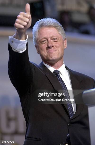 President Bill Clinton during his speech at the Staples Center during the DNC National Convention in Los Angeles California.