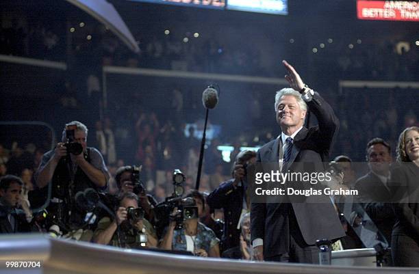 President Bill Clinton during his speech at the Staples Center during the DNC National Convention in Los Angeles California.