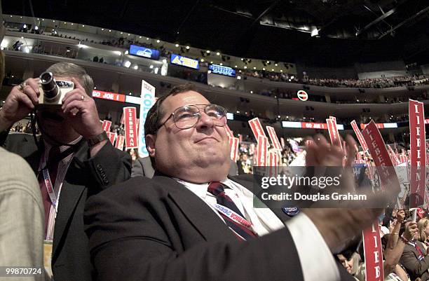 Jerrold Nadler, D-N.Y., watches as Joseph Lieberman, D-CT., accepts the vise presidential nomonation at the democratic national convention in Los...