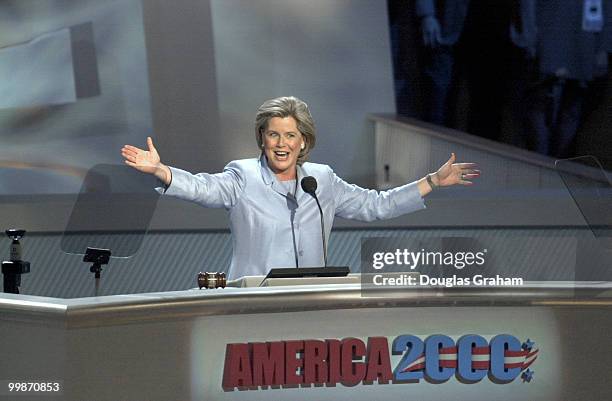 Tipper Gore introduces her husband before his acceptance speech of the presidential nomonation at the democratic national convention in Los Angeles,...