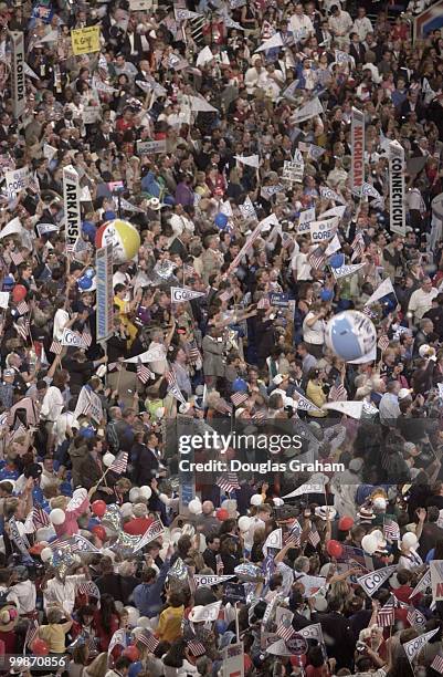 The floor of the Staples Center following Al Gore's acceptance speech of the presidential nomonation at the democratic national convention in Los...