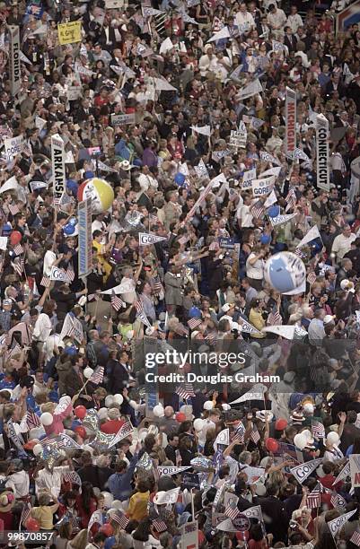 The floor of the Staples Center following Al Gore's acceptance speech of the presidential nomonation at the democratic national convention in Los...