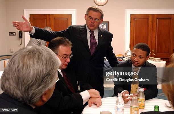 Mike Honda, D-CA., Dennis Cardoza, D-CA, Robert Menendez, D-N.J., and Artur Davis, D-Al., during a breakfast hosted by Rep. Menendez the vice...