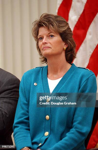 Lisa Murkowski, R-Alaska during a signing ceremony to renew the Federal Agreement and Right-of-Way for the Trans-Alaska Pipeline System at the...