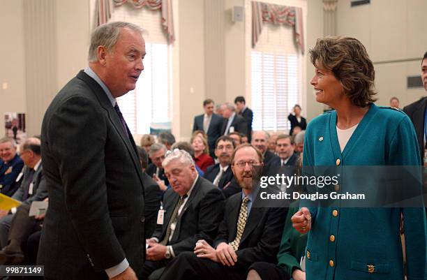 Gov. Frank Murkowski, R-Alaska and his daughter Lisa Murkowski, R-Alaska during a signing ceremony to renew the Federal Agreement and Right-of-Way...