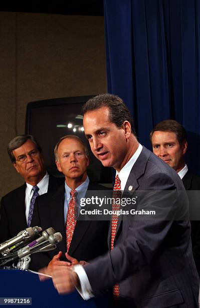 Trent Lott, R-Miss., Don Nickles, R-OK., Mario Diaz-Balart, R-Fla. And Bill Frist, R-TN., talk to reporters about Miguel Estrada dropping his name...
