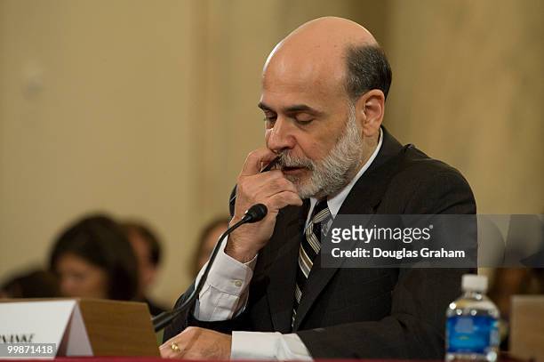 Federal Reserve Board Chairman Ben Bernanke testifies before the Senate Banking, Housing and Urban Affairs Committee, full committee hearing on the...