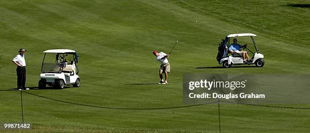 Dan Burton, Zach Wamp ,Chet Edwards and Stephen Lynch during the First Tee Congressional Challenge golf tournament at Columbia Country Club in Chevy...