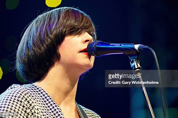 Tracyanne Campbell of Camera Obscura performs on stage during day two of Pavement Curated All Tomorrow's Parties Festival at Butlins Holiday Centre...