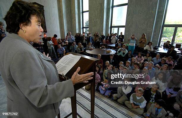 Nita M. Lowey welcomes guest to a mini pep rally for the 2005 Kids Congress on Capitol Hill. More than 70 children and their families from 30 states...