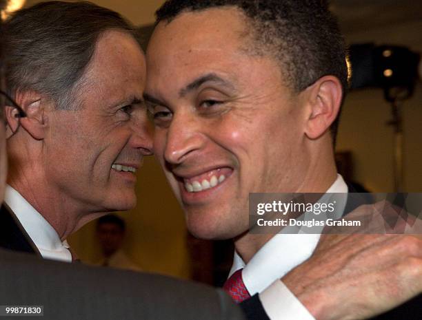 Tom Carper, D-DE., and Former Rep. Harold Ford Jr., D-Tenn. Before his Inaugural speech as chairman of the Democratic Leadership Council.