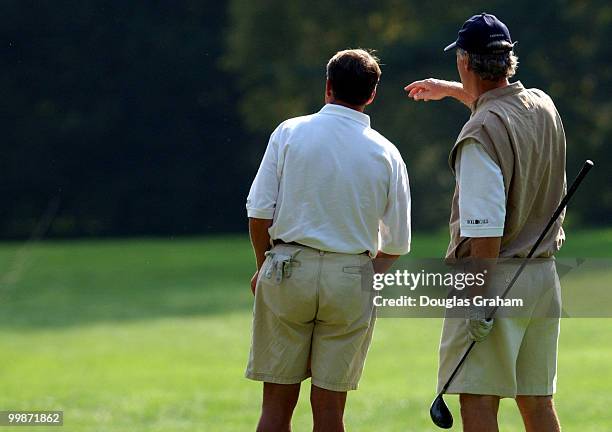 John Boehner, R-OH., and Ander Crenshaw, R-Fl., during the First Tee Congressional Challenge golf tournament at Columbia Country Club in Chevy Chase,...