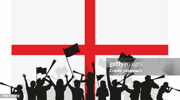 england fans and flag - england flag stock illustrations