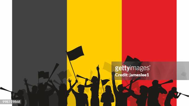 bildbanksillustrationer, clip art samt tecknat material och ikoner med belgiska fans och flagga - belgisk kultur