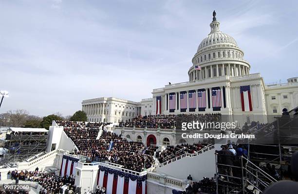 President George W. Bush was sworn into a second term at the 55th Presidential Inauguration.