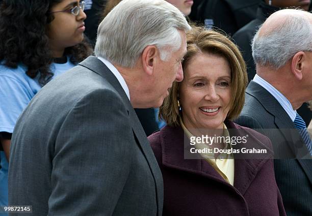 House Majority Leader Steny Hoyer, D-Md. And House Speaker Nancy Pelosi, D-Calif., during a news conference to urge the House passage the GIVE Act,...