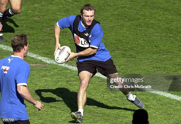 Dean Treister in action during Cronulla Sharks training prior to their NRL Semi Final match against the Bulldogs. Training was held at Toyota Park,...