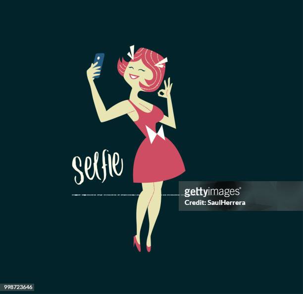 women sefie - vanity stock illustrations