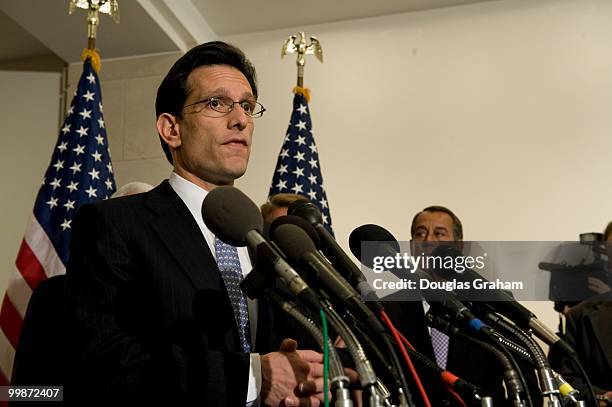 House Republican Whip Eric Cantor, R-VA., along with other republican leaders address the media after their House Republican Conference in the CVC...
