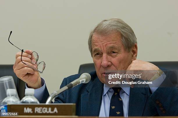 Ralph Regula, R-OH., questions GSA Administrator Lurita Doan talk before the start of the General Services Administration Financial Services and...