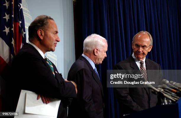 Charles Schumer, D-N.Y., John McCain, R-Ariz. And Larry Craig, R-Idaho, news conference to announce a bill to fix the FBI's data base of individuals...