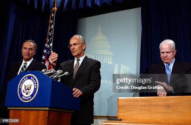 Charles Schumer, D-N.Y., John McCain, R-Ariz. And Larry Craig, R-Idaho, news conference to announce a bill to fix the FBI's data base of individuals...