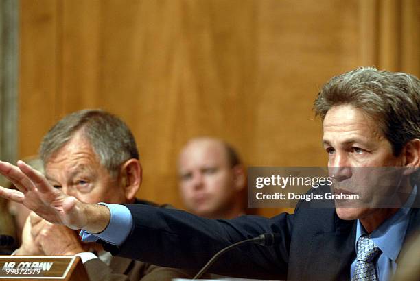 Norm Coleman questions Homeland Security Secretary Michael Chertoff during the full committee hearing on "Homeland Security: The Next Five Years."